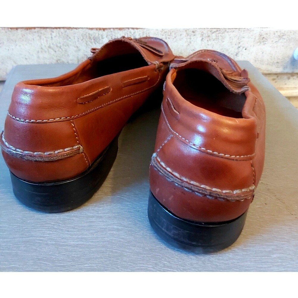 COLE HAAN MEN'S LEATHER LOAFERS WITH TASSLE DRESS SHOES SIZE 10 D Brown - Picture 3 of 3